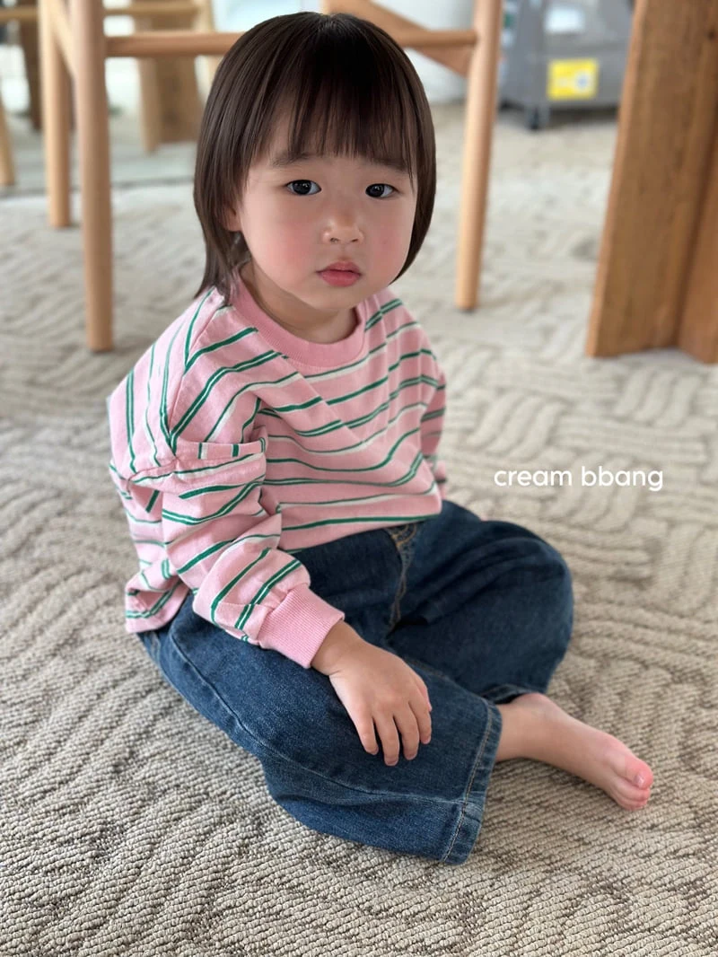 Cream Bbang - Korean Children Fashion - #childrensboutique - Ribbed Cuff Stripe Long Sleeve Tee