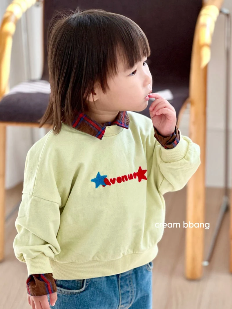 Cream Bbang - Korean Children Fashion - #designkidswear - Avenue Embroidery Sweatshirt