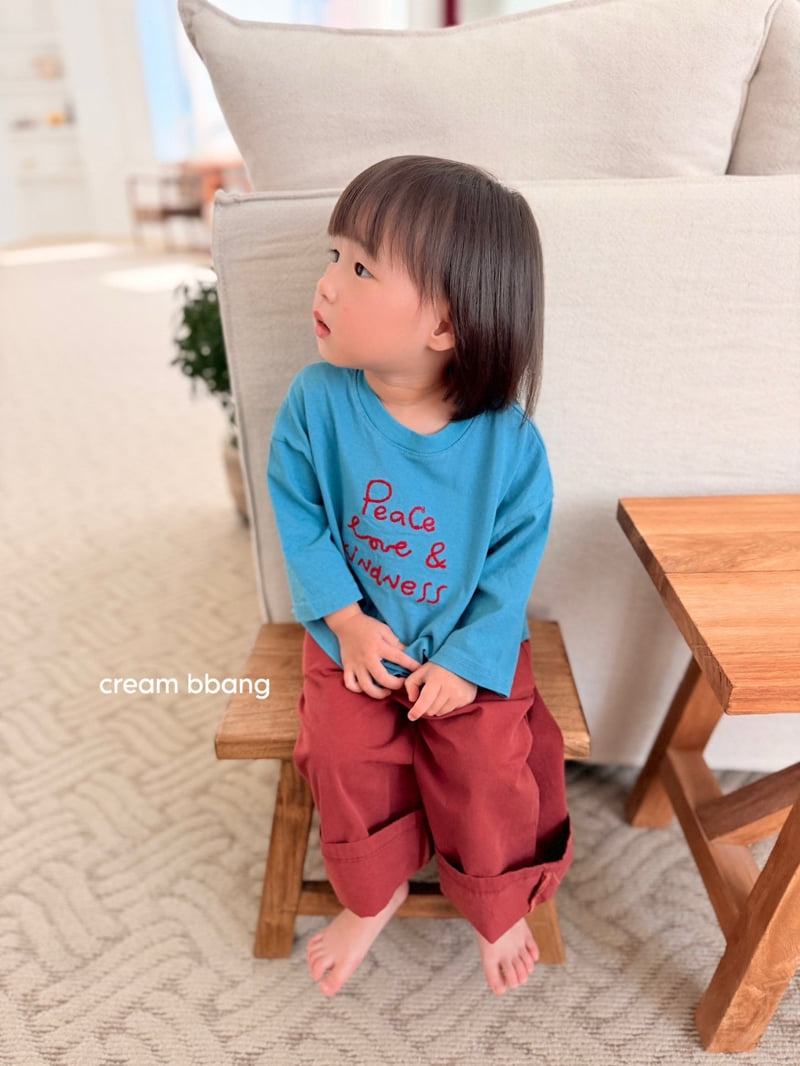 Cream Bbang - Korean Children Fashion - #discoveringself - Love Embroidery Tee - 12