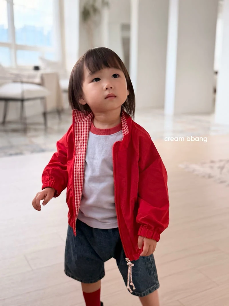Cream Bbang - Korean Children Fashion - #fashionkids - Reversible Check Windbreaker - 10