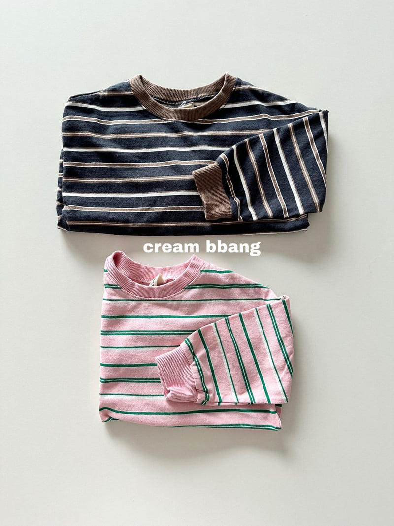 Cream Bbang - Korean Children Fashion - #kidsshorts - Ribbed Cuff Stripe Long Sleeve Tee - 5