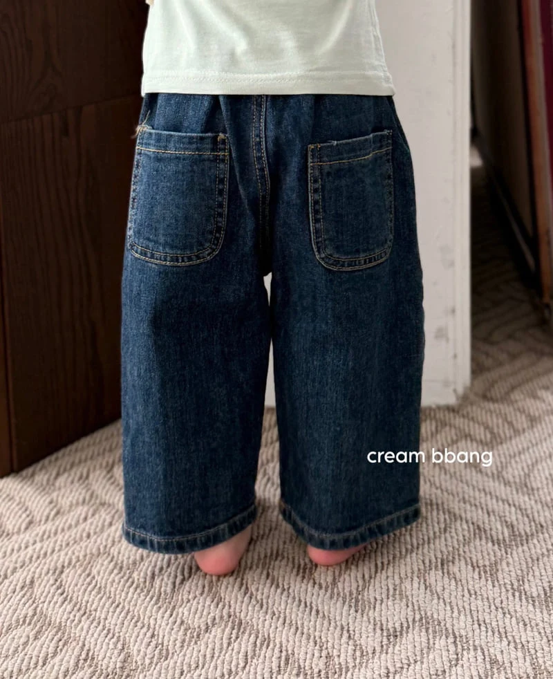 Cream Bbang - Korean Children Fashion - #kidsshorts - Light Denim Baggy