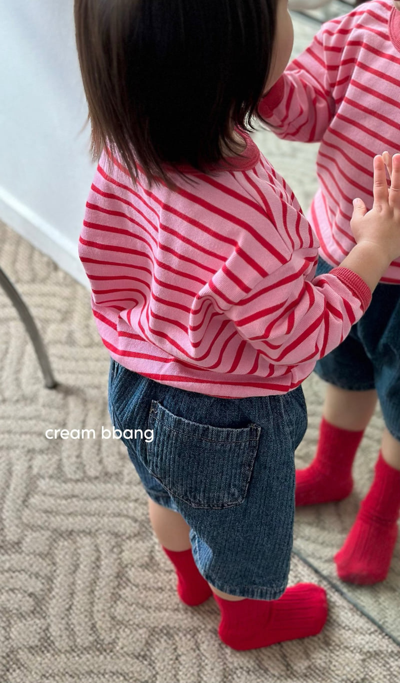 Cream Bbang - Korean Children Fashion - #kidsshorts - Stripe Sweatshirt - 10