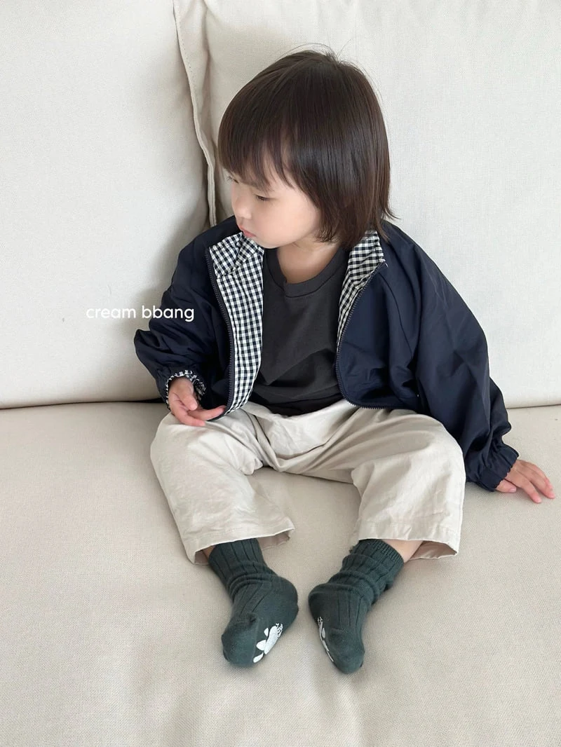 Cream Bbang - Korean Children Fashion - #kidsshorts - Reversible Check Windbreaker - 11