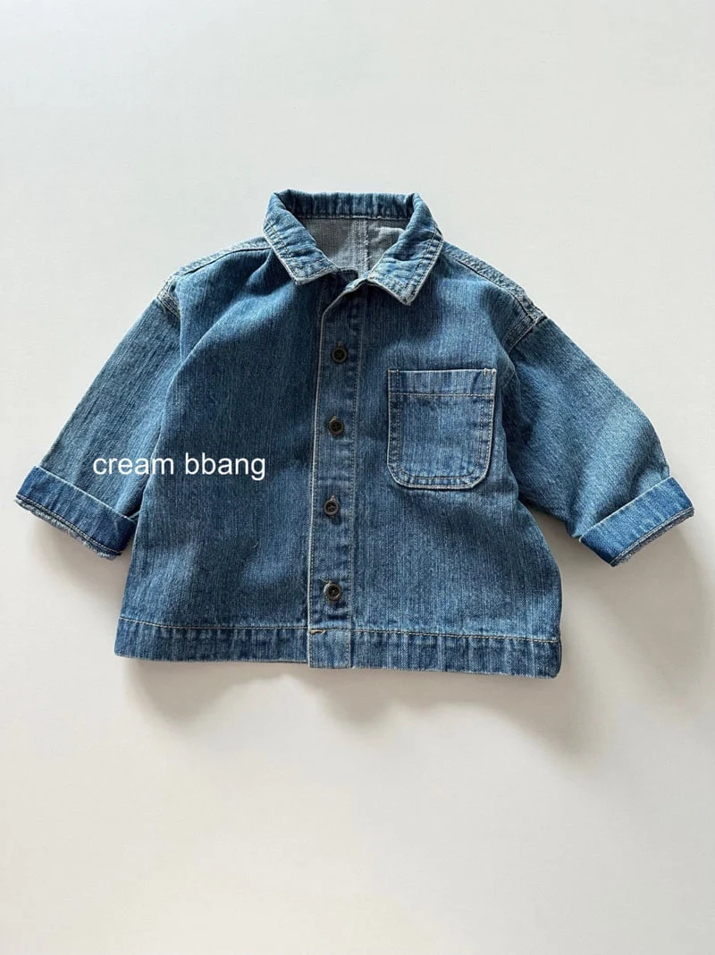 Cream Bbang - Korean Children Fashion - #kidsshorts - Puppy Denim Jacket - 4