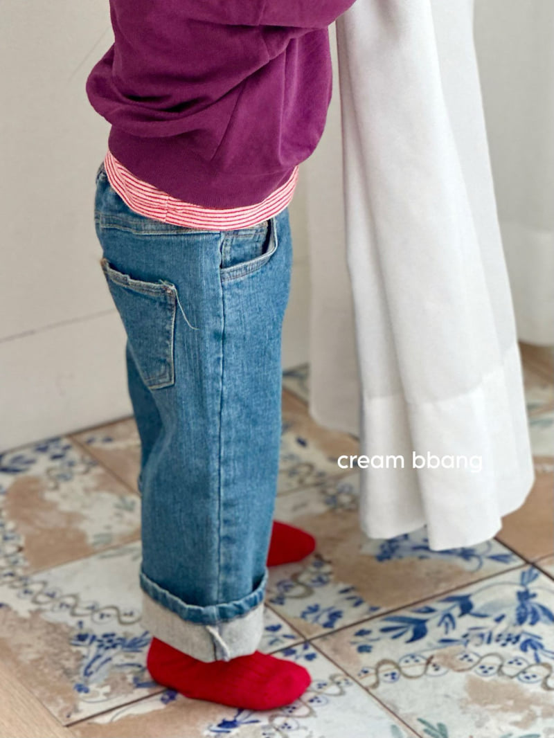 Cream Bbang - Korean Children Fashion - #kidzfashiontrend - Wide Denim Straight Pants - 8