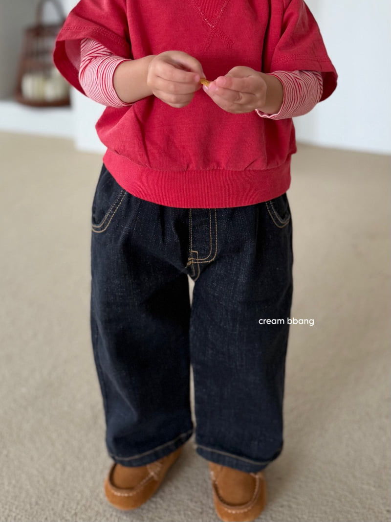 Cream Bbang - Korean Children Fashion - #kidzfashiontrend - Round Denim Spandex Baggy