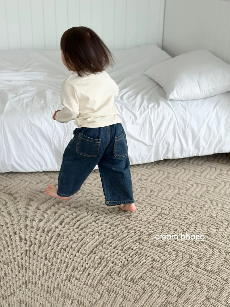 Cream Bbang - Korean Children Fashion - #littlefashionista - Light Denim Baggy - 5