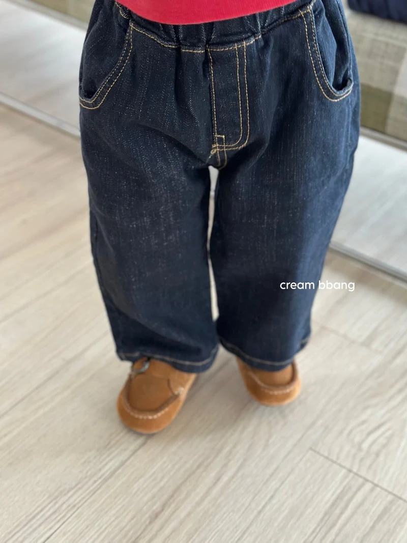 Cream Bbang - Korean Children Fashion - #littlefashionista - Round Denim Spandex Baggy - 3