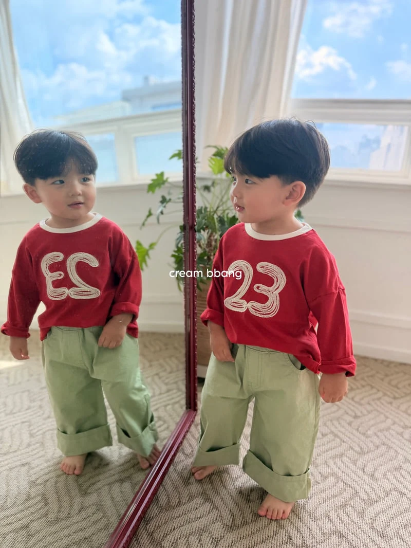 Cream Bbang - Korean Children Fashion - #toddlerclothing - 23 Embroidered Color-Block Tee - 4