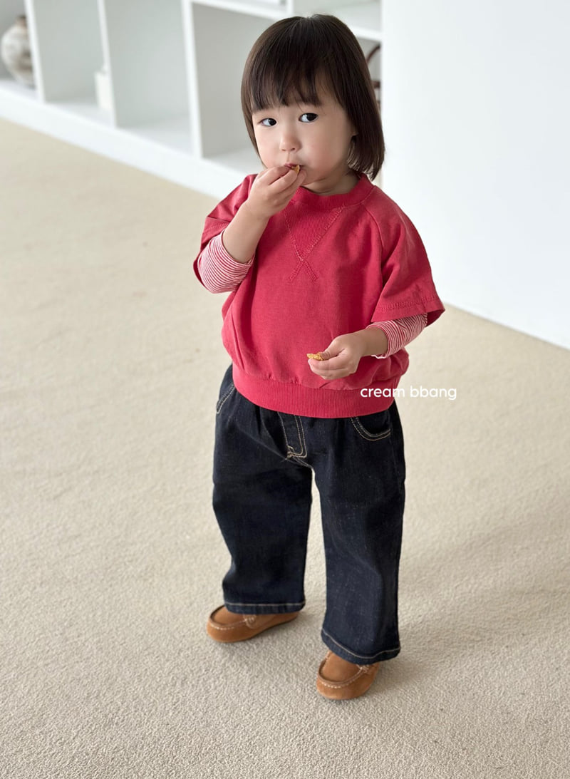 Cream Bbang - Korean Children Fashion - #stylishchildhood - Round Denim Spandex Baggy - 9