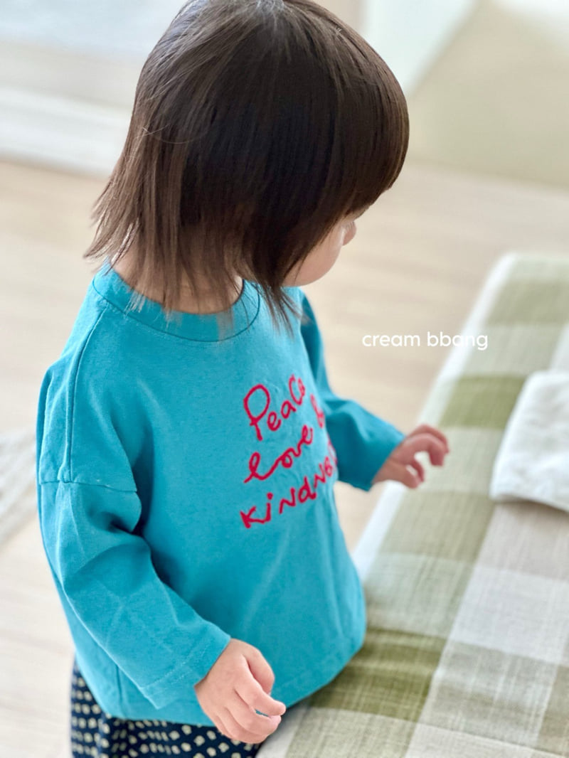 Cream Bbang - Korean Children Fashion - #todddlerfashion - Love Embroidery Tee - 6