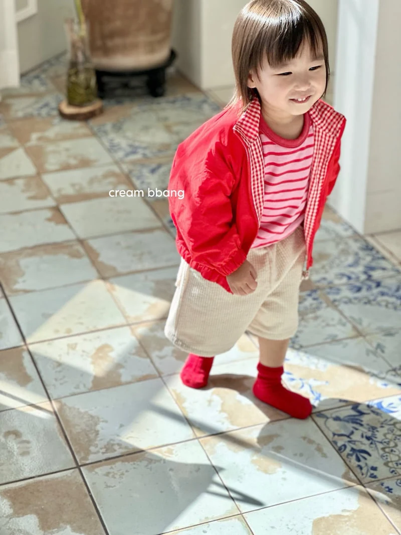 Cream Bbang - Korean Children Fashion - #todddlerfashion - Reversible Check Windbreaker - 3