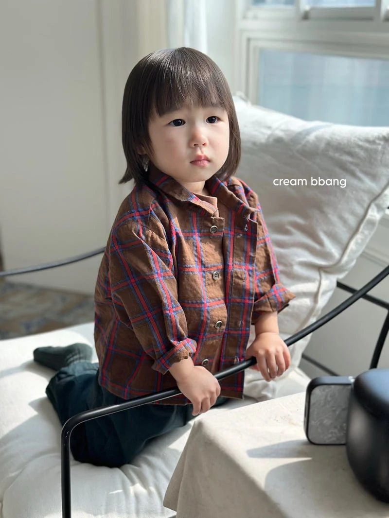 Cream Bbang - Korean Children Fashion - #toddlerclothing - Antique Check Shirt