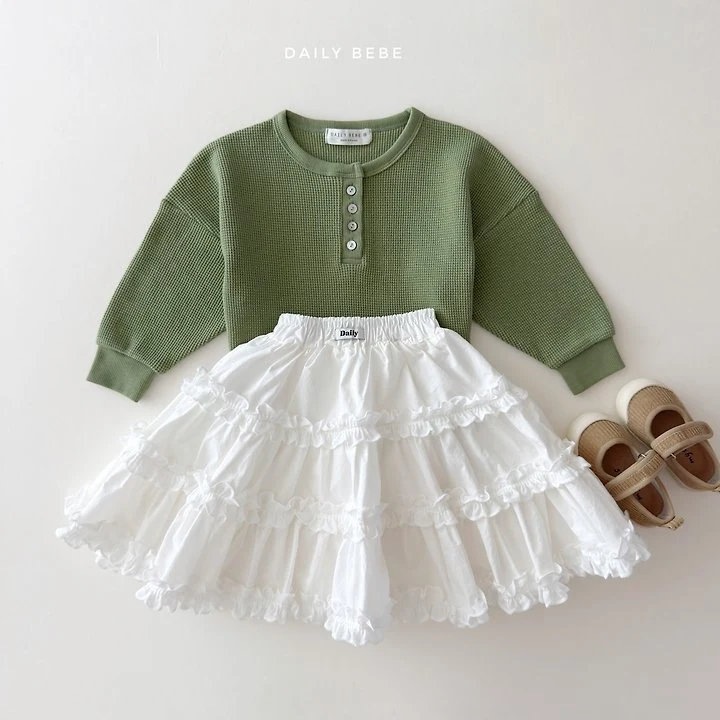 Daily Bebe - Korean Children Fashion - #childofig - Waffle Henley Neck Tee - 12