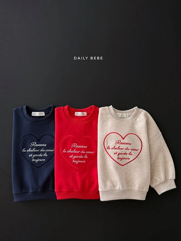 Daily Bebe - Korean Children Fashion - #designkidswear - Heart Embroidery Sweatshirt