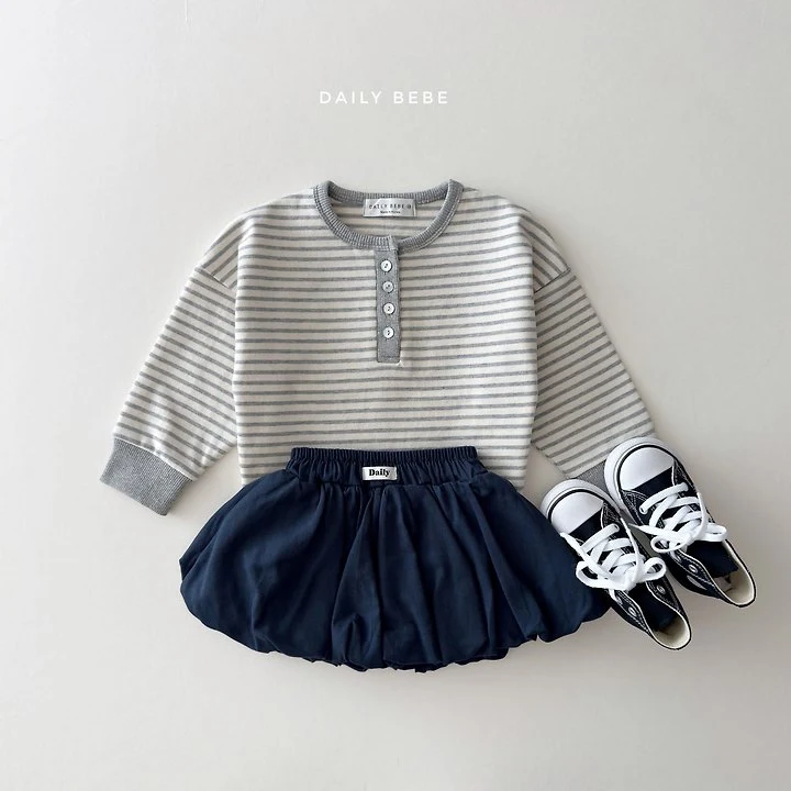 Daily Bebe - Korean Children Fashion - #designkidswear - Stripe Henley Neck Tee - 11