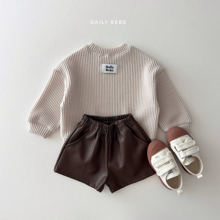 Daily Bebe - Korean Children Fashion - #discoveringself - Ribbed Chubby Sweatshirt - 6