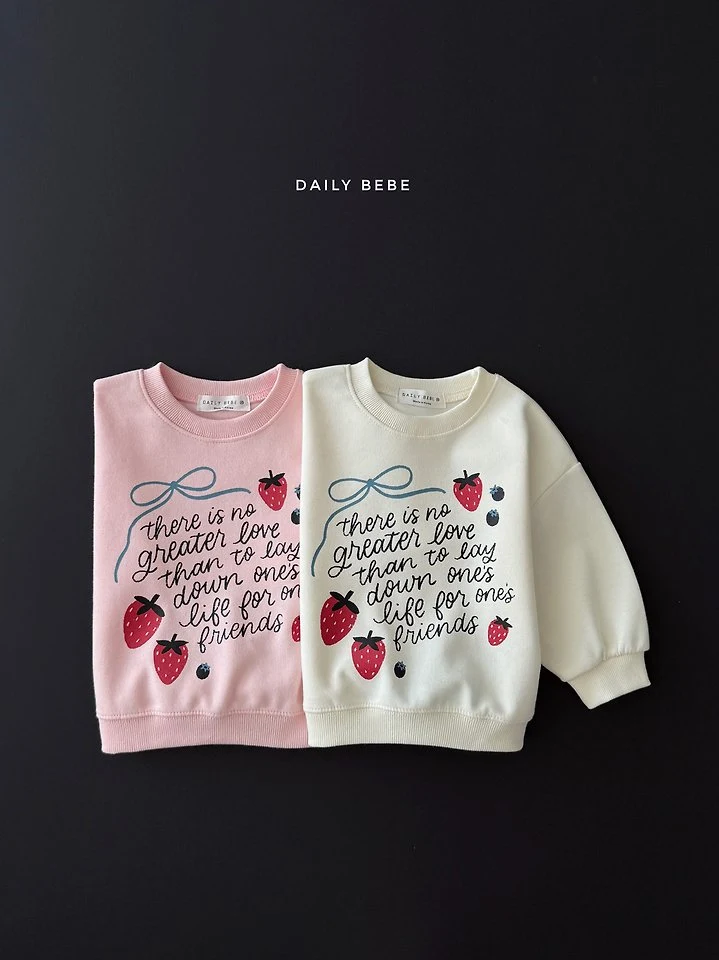 Daily Bebe - Korean Children Fashion - #discoveringself - Strawberry Ribbon Sweatshirt