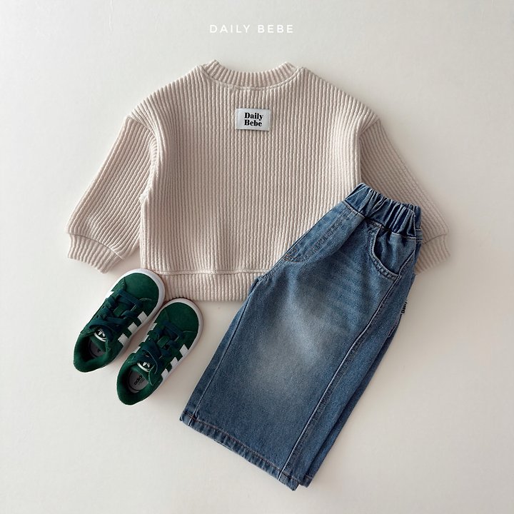 Daily Bebe - Korean Children Fashion - #kidsshorts - Ribbed Chubby Sweatshirt - 8