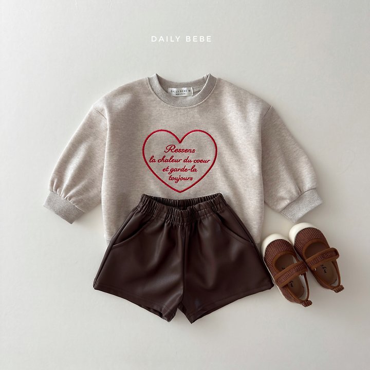 Daily Bebe - Korean Children Fashion - #kidzfashiontrend - Heart Embroidery Sweatshirt - 6
