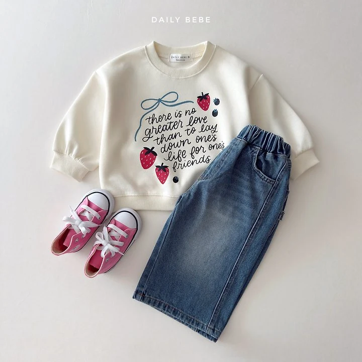 Daily Bebe - Korean Children Fashion - #littlefashionista - Strawberry Ribbon Sweatshirt - 7