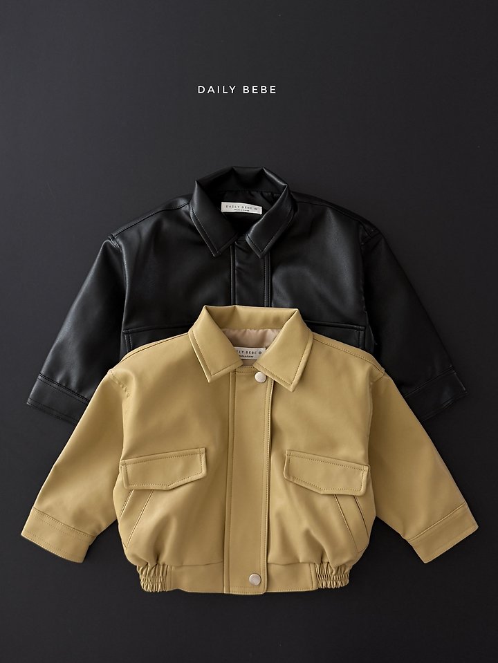 Daily Bebe - Korean Children Fashion - #littlefashionista - Faux Leather Jacket