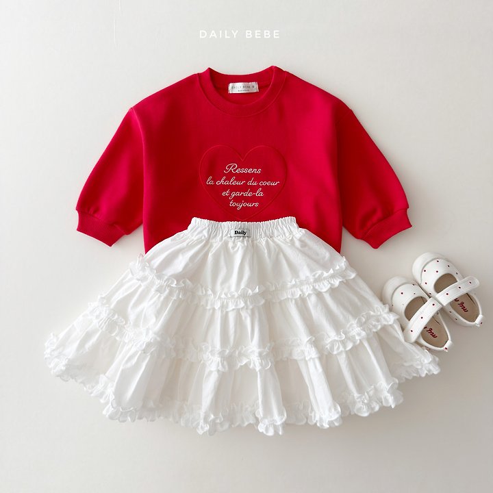 Daily Bebe - Korean Children Fashion - #minifashionista - Heart Embroidery Sweatshirt - 10