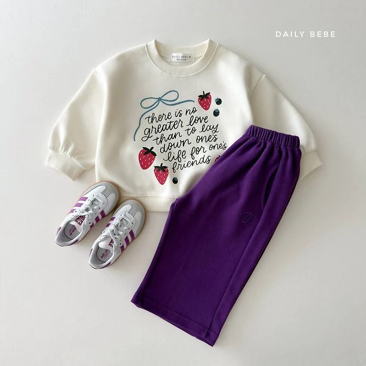 Daily Bebe - Korean Children Fashion - #minifashionista - Strawberry Ribbon Sweatshirt - 9