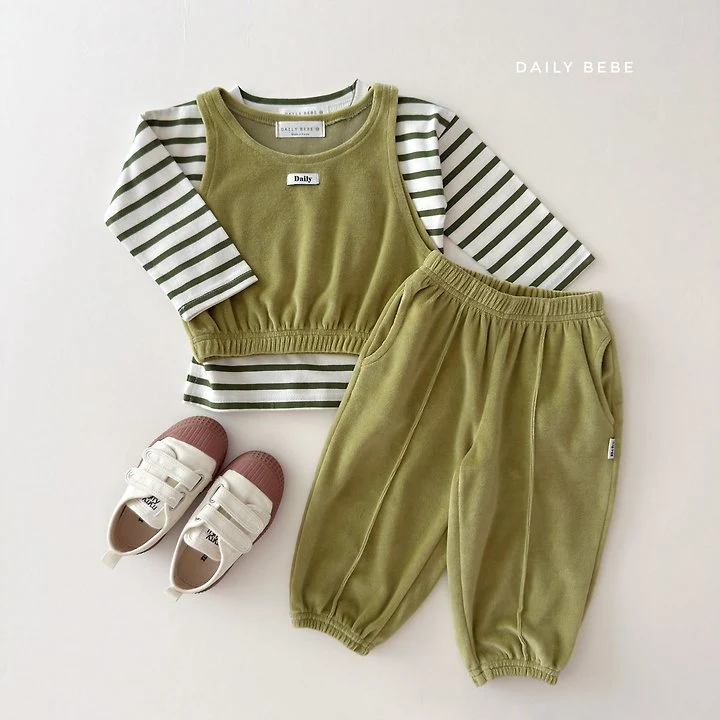 Daily Bebe - Korean Children Fashion - #minifashionista - Velour Set - 7