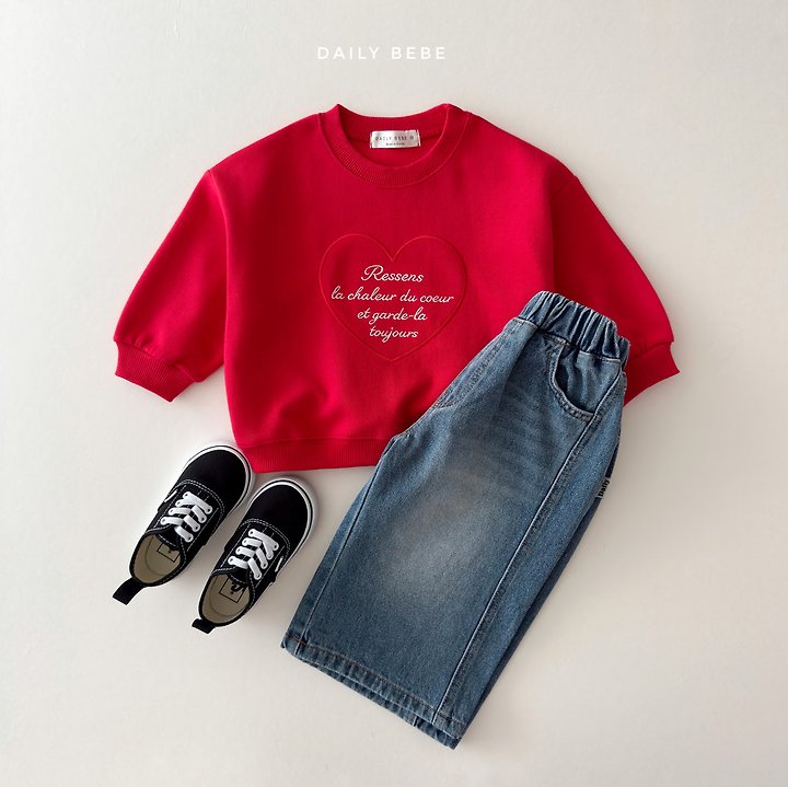 Daily Bebe - Korean Children Fashion - #prettylittlegirls - Heart Embroidery Sweatshirt - 11