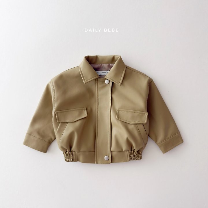 Daily Bebe - Korean Children Fashion - #minifashionista - Faux Leather Jacket - 4