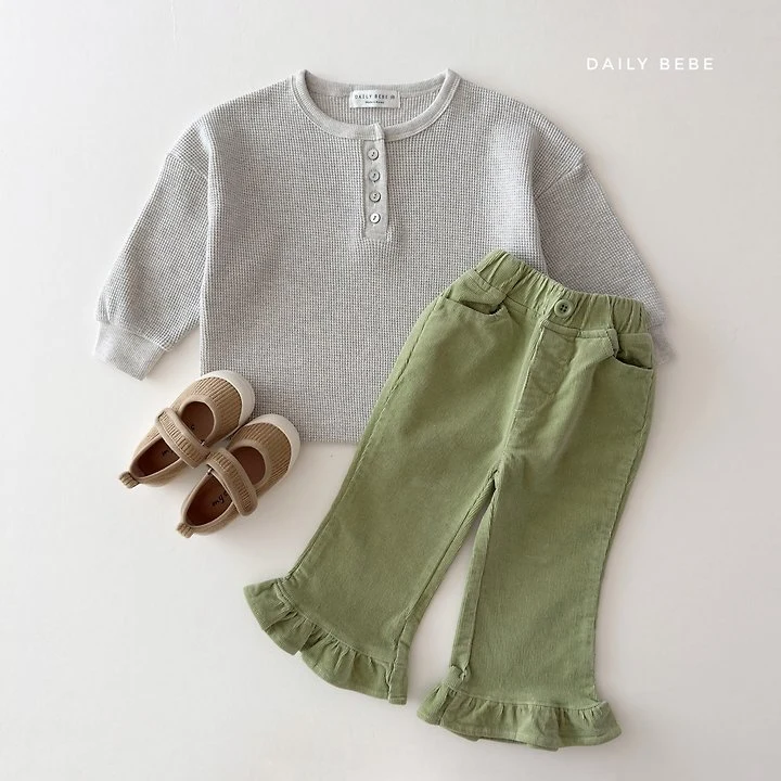 Daily Bebe - Korean Children Fashion - #prettylittlegirls - Waffle Henley Neck Tee - 10