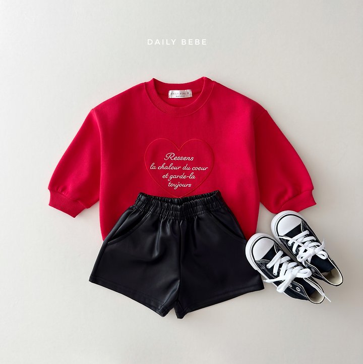 Daily Bebe - Korean Children Fashion - #todddlerfashion - Heart Embroidery Sweatshirt - 12