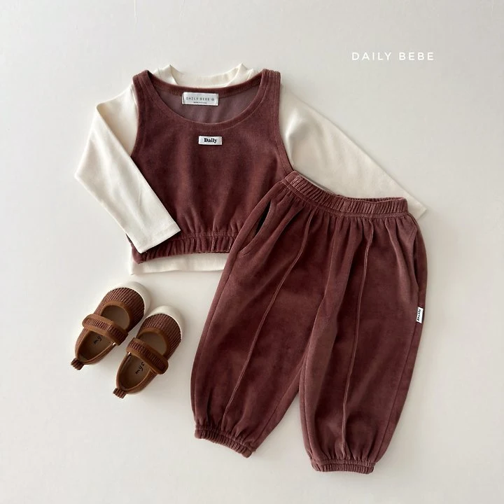 Daily Bebe - Korean Children Fashion - #todddlerfashion - Velour Set - 9
