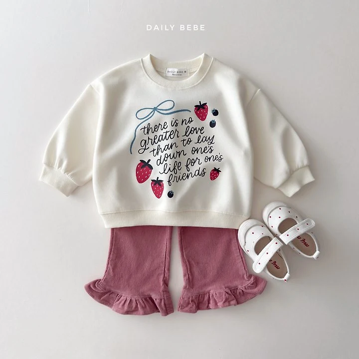 Daily Bebe - Korean Children Fashion - #toddlerclothing - Strawberry Ribbon Sweatshirt - 12