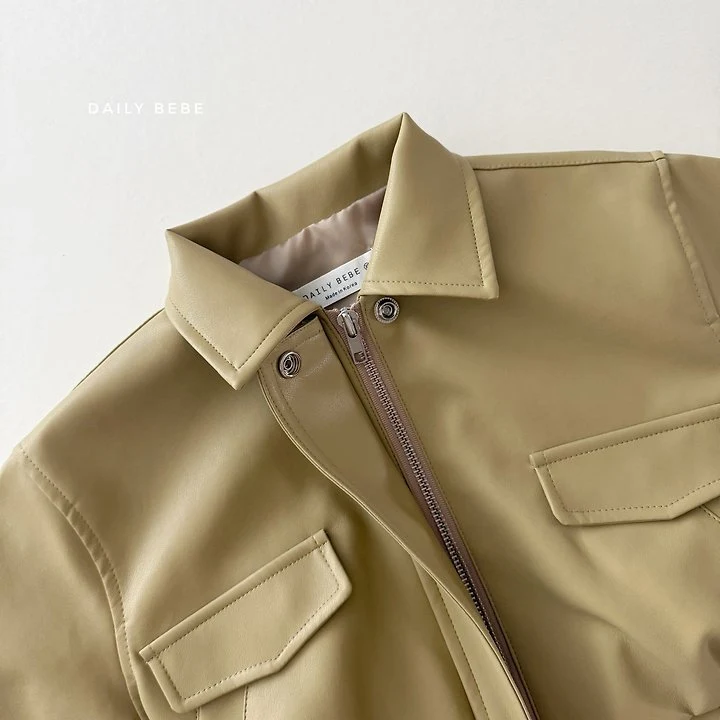 Daily Bebe - Korean Children Fashion - #toddlerclothing - Faux Leather Jacket - 6