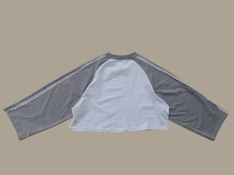 Dore Dore - Korean Children Fashion - #kidzfashiontrend - Lace Raglan Crop Tee - 4