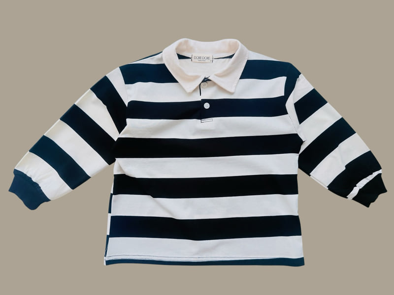 Dore Dore - Korean Children Fashion - #childofig - Autumn Stripe Collar Tee - 5
