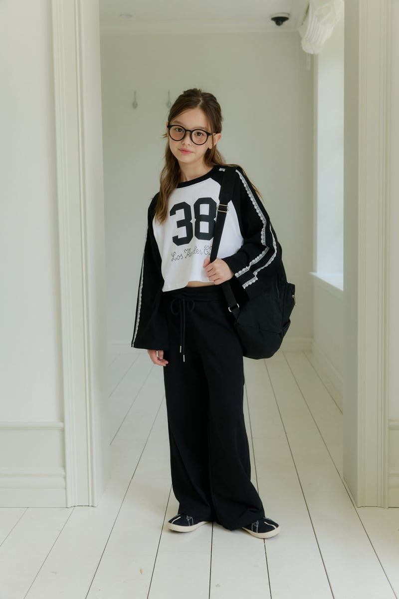 Dore Dore - Korean Children Fashion - #childrensboutique - Lace Raglan Crop Tee - 11