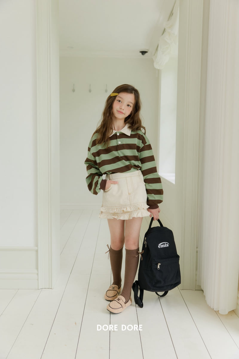 Dore Dore - Korean Children Fashion - #fashionkids - Autumn Stripe Collar Tee - 9