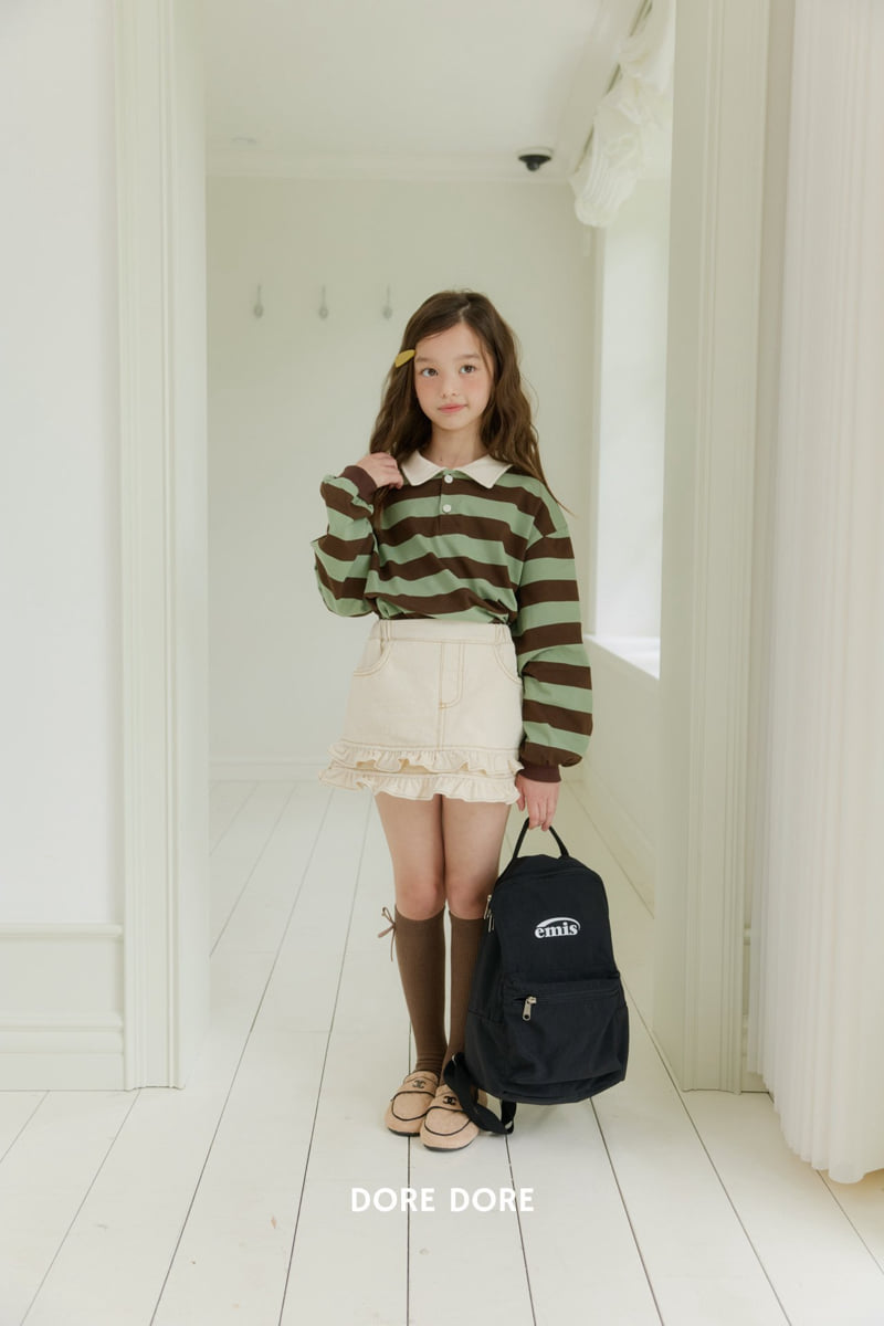 Dore Dore - Korean Children Fashion - #kidsshorts - Autumn Stripe Collar Tee - 10