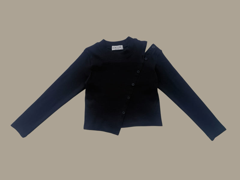 Dore Dore - Korean Children Fashion - #kidzfashiontrend - Diagonal Button Tee - 5