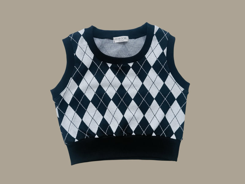Dore Dore - Korean Children Fashion - #kidzfashiontrend - Argyle Crop Vest - 3