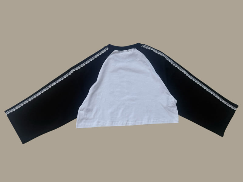 Dore Dore - Korean Children Fashion - #magicofchildhood - Lace Raglan Crop Tee - 6