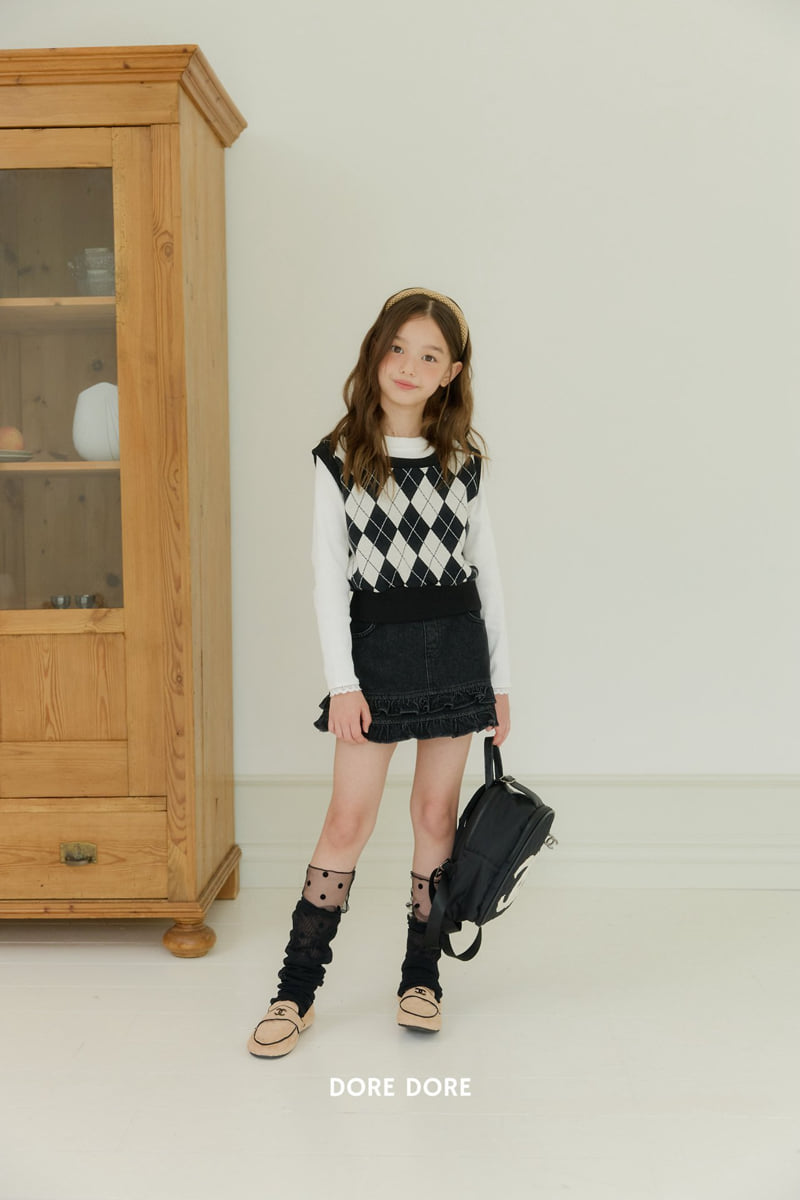 Dore Dore - Korean Children Fashion - #prettylittlegirls - Argyle Crop Vest - 8
