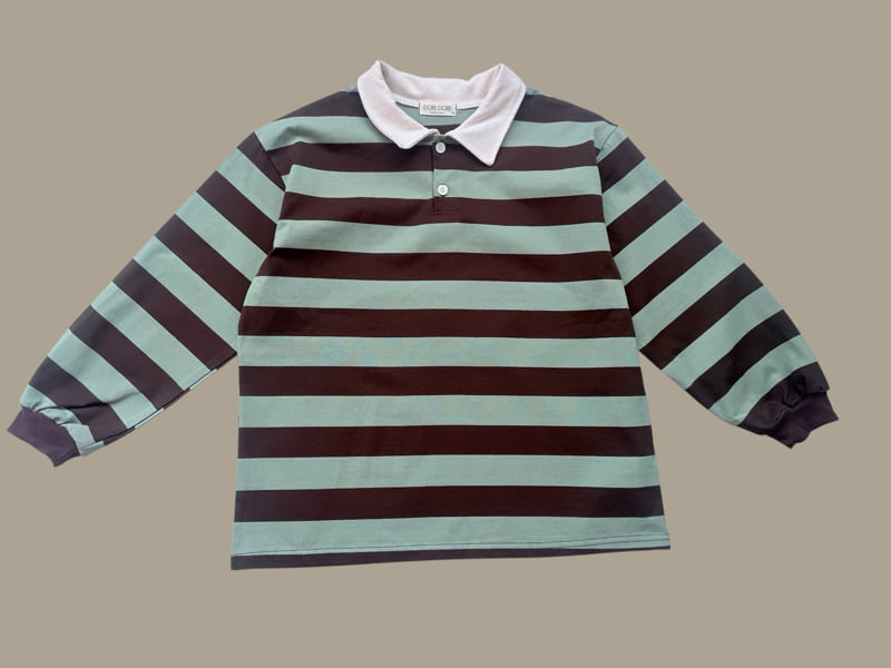 Dore Dore - Korean Children Fashion - #toddlerclothing - Autumn Stripe Collar Tee - 3