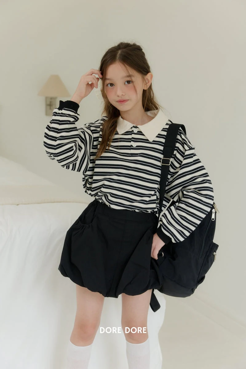 Dore Dore - Korean Children Fashion - #toddlerclothing - Little Stripe Collar Tee - 7