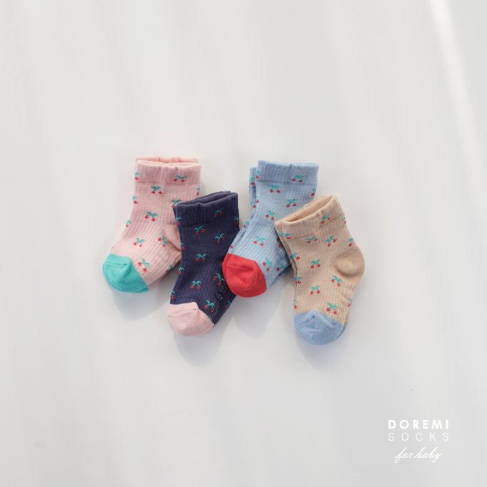 Doremi Socks - Korean Children Fashion - #Kfashion4kids - Cherry Waffle Sock Set