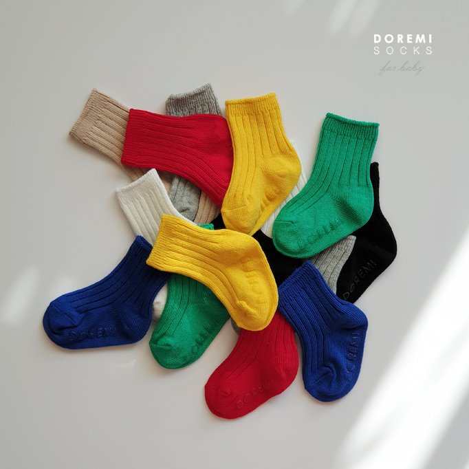 Doremi Socks - Korean Children Fashion - #childofig - Traffic Light Ribbed Sock Set - 11